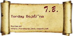 Torday Bojána névjegykártya
